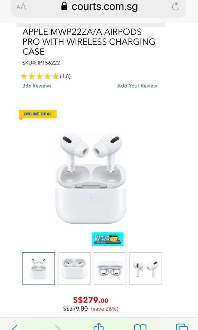 APPLE MWP22ZA/A AIRPODS PRO WITH WIRELESS CHARGING CASE