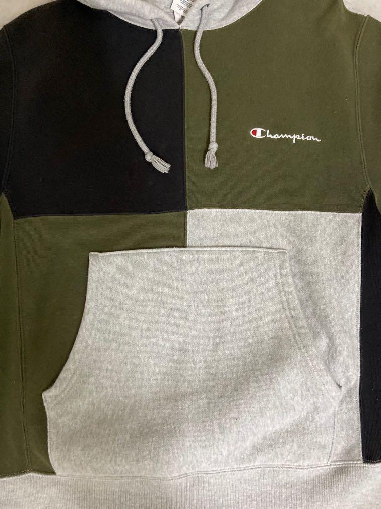 Champion colorblock outlet hoodie green