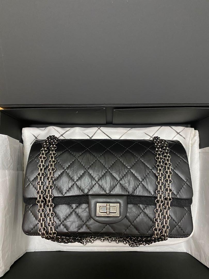 Chanel So Black Chevron Quilted Aged Calfskin 2.55 Reissue 226 Double Flap  Black Hardware, 2019 Available For Immediate Sale At Sotheby's