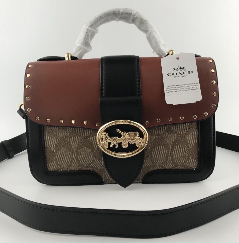 Coach Small Top Handle w/ Rivets, Women's Fashion, Bags