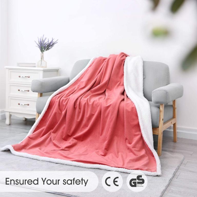 Gasky Heated Blanket Electric Throws Lightweight Soft Double-Layer Plush  Blanket, 3 Heat Settings, Fast Heating, 2H Auto Off, 50 x 60 Pink, Travel  Home Office Use, Machine Washable, Furniture u0026 Home Living,