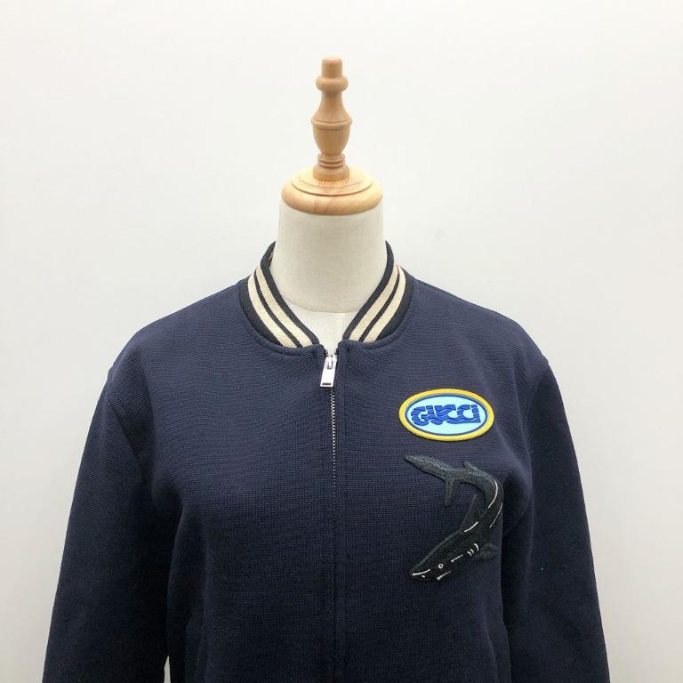 GUCCI 529012 MEN S NAVY SHARK ZIP BOMBER JACKET 217018242