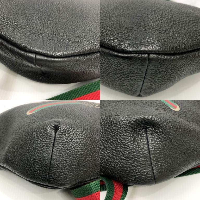 GUCCI Print Medium Leather Belt Bag Black 530412