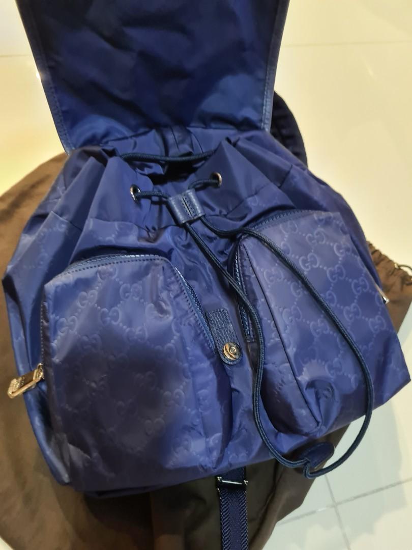 Gucci Nylon Backpack Navy, Women's Fashion, Bags & Wallets, Backpacks on Carousell