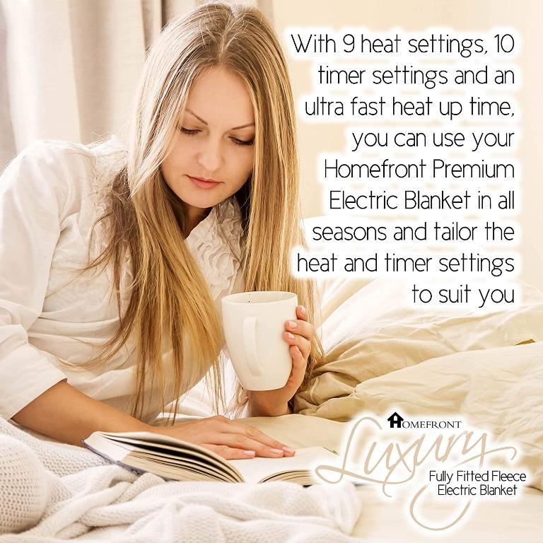 Homefront Electric Blanket Premium Fleece Fitted Heated Mattress Cover  Underblanket 107 x 203 x 40cm with Elasticated Skirt - Fast Heat Up Time  (Single Bed Size), Furniture u0026 Home Living, Bedding u0026