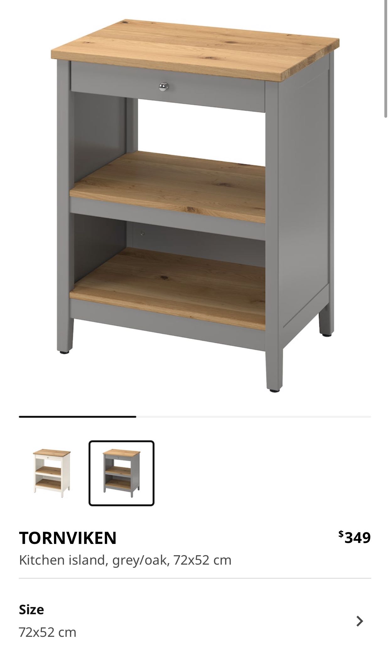 IKEA TORNVIKEN Kitchen Island Table with Drawer, Furniture & Home Living, Furniture, Shelves