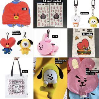 [INSTOCK/ WTS] OFFICIAL BT21 NECK CUSHION, STICKER SHEET, KEY RING/ KEY CHAIN, BAG CHARM, ECO/ TOTE BAG, POSTER