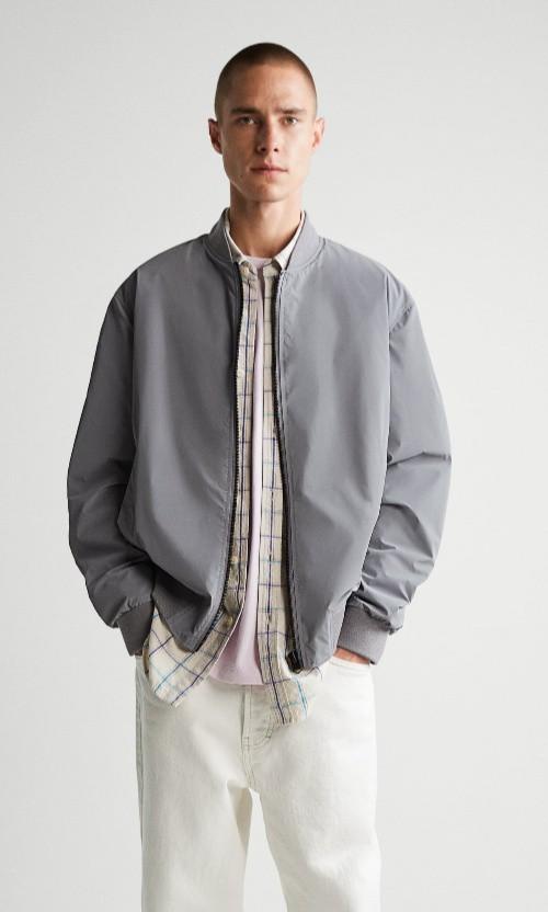 ZARA MAN 2021 JACKET BOMBER GREY, Fesyen Pria, Pakaian , Baju Luaran di