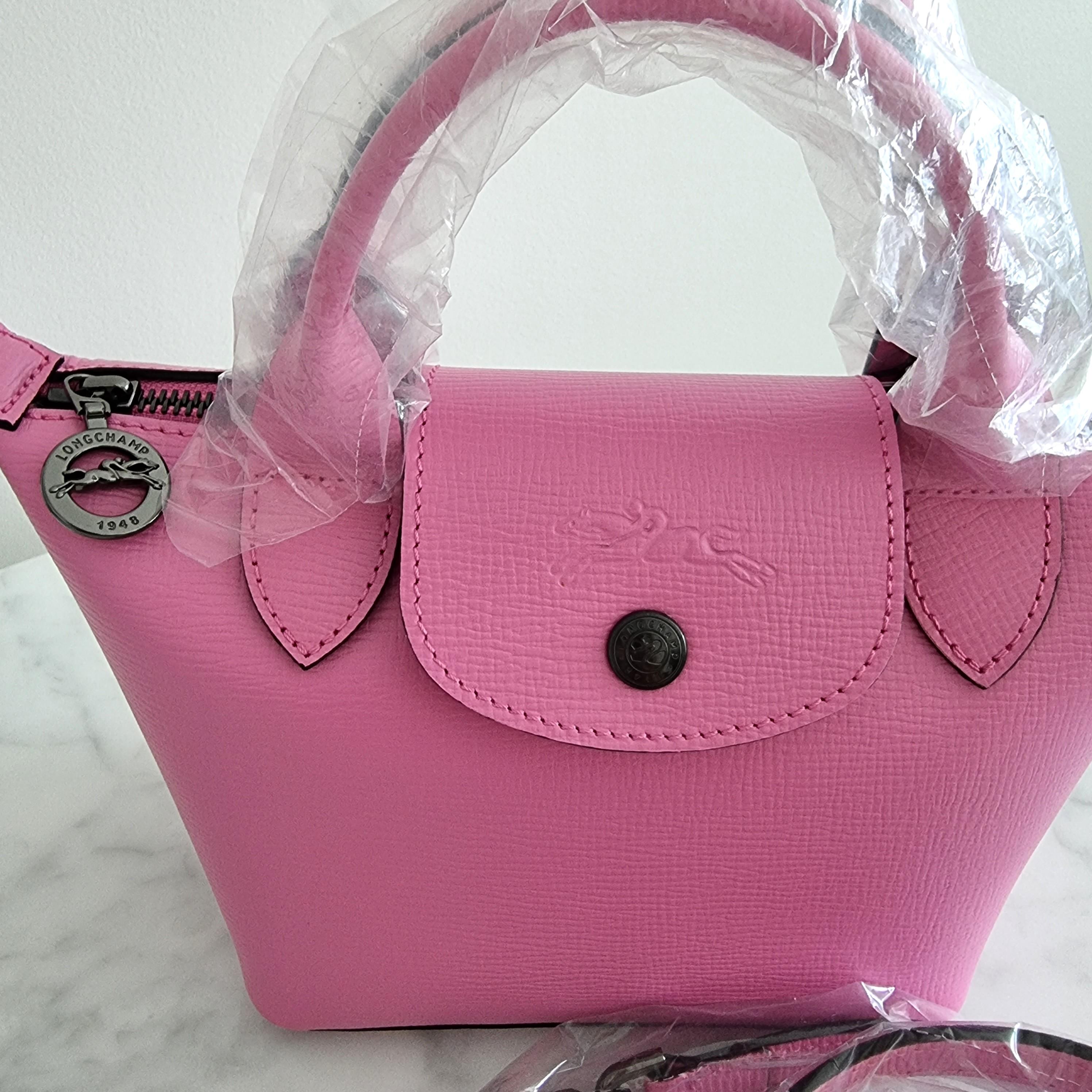 Longchamp Le Pliage Cuir Pink XS Top-Handle Bag at FORZIERI