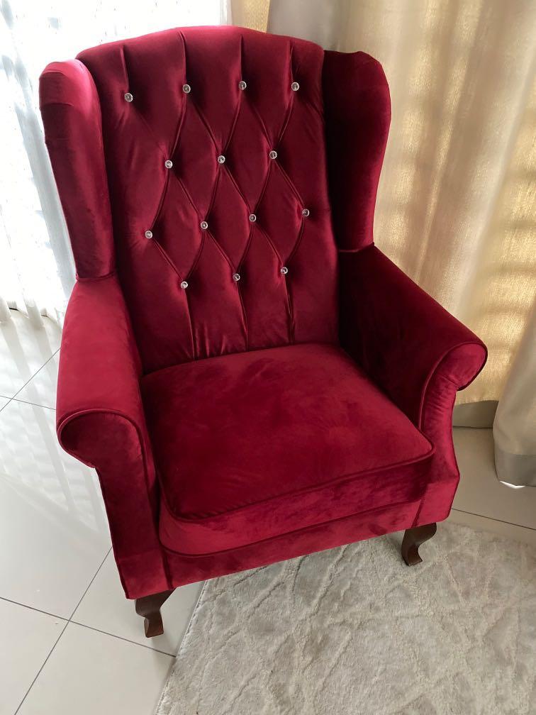 Maroon wing chair 1 pair Furniture Home Living Furniture