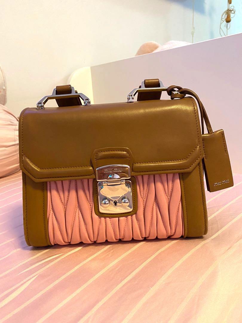 MIU MIU R1132C Brown Pink Leather Bag (Price Reduced), Women's 