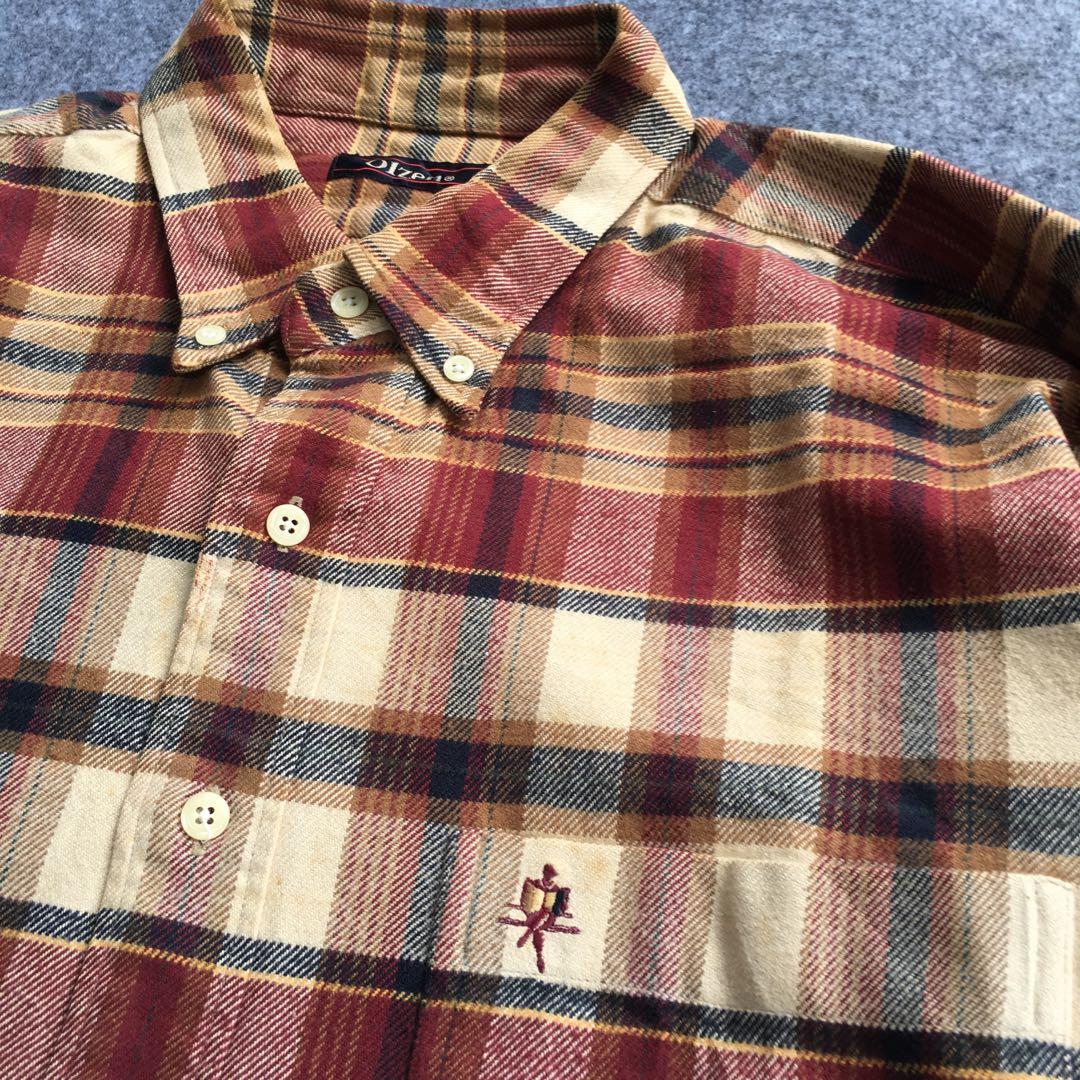 OLZEN Plaid Flannel Shirt, Fesyen Pria 