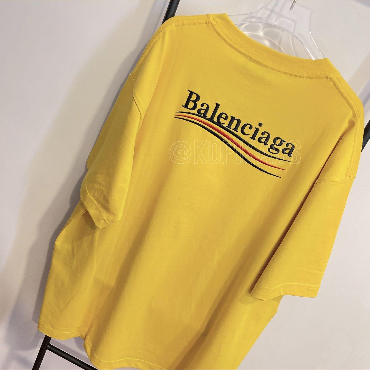 Balenciaga Large Fit Political Tee in Yellow