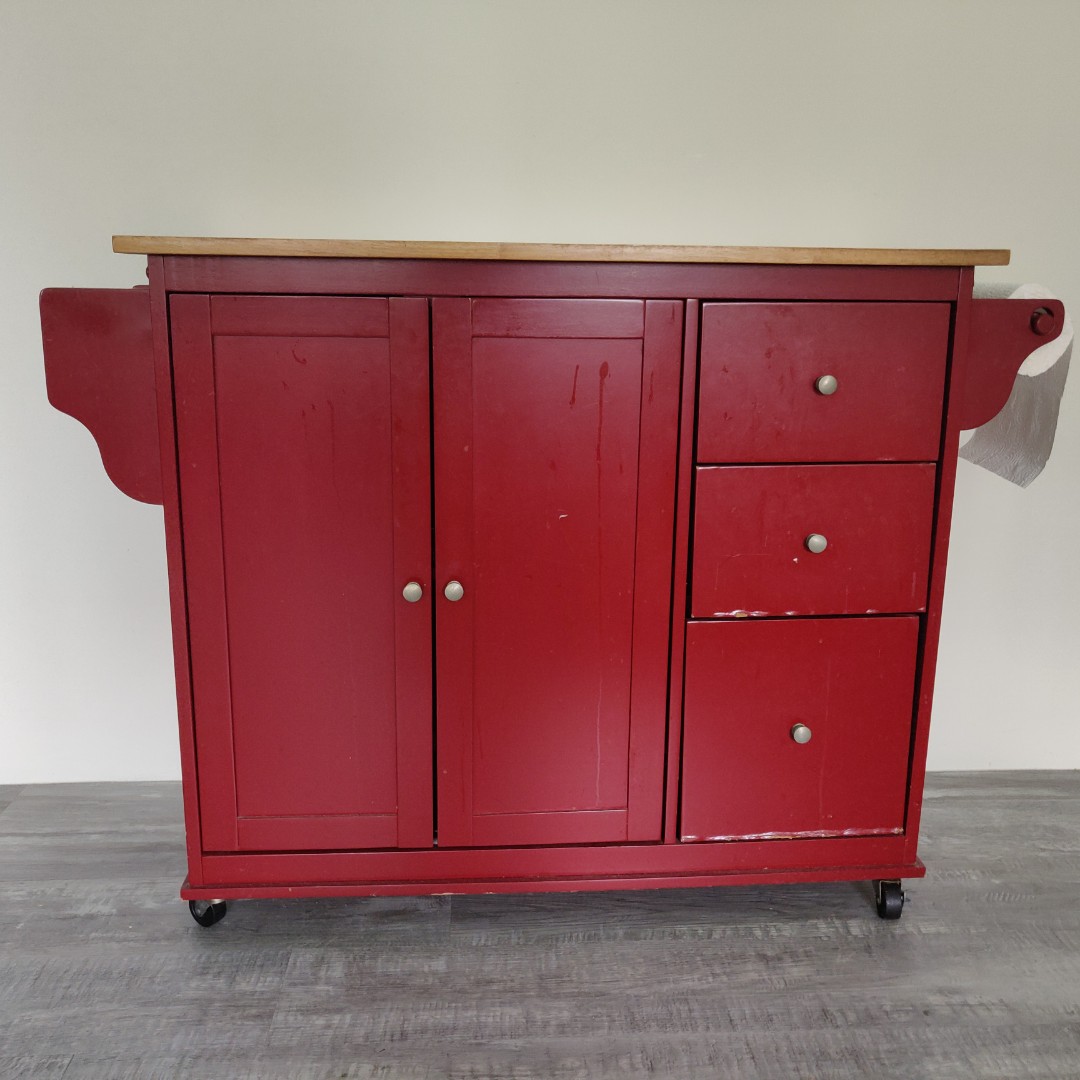 Movable & Extendable Red Kitchen Island, Furniture & Home Living