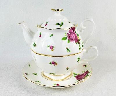 Royal Albert / New Country Roses / White Tea For One / 3 Piece Set ...