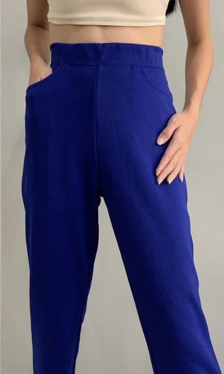 PATRORNA Blue High Rise Relaxed Fit Trousers