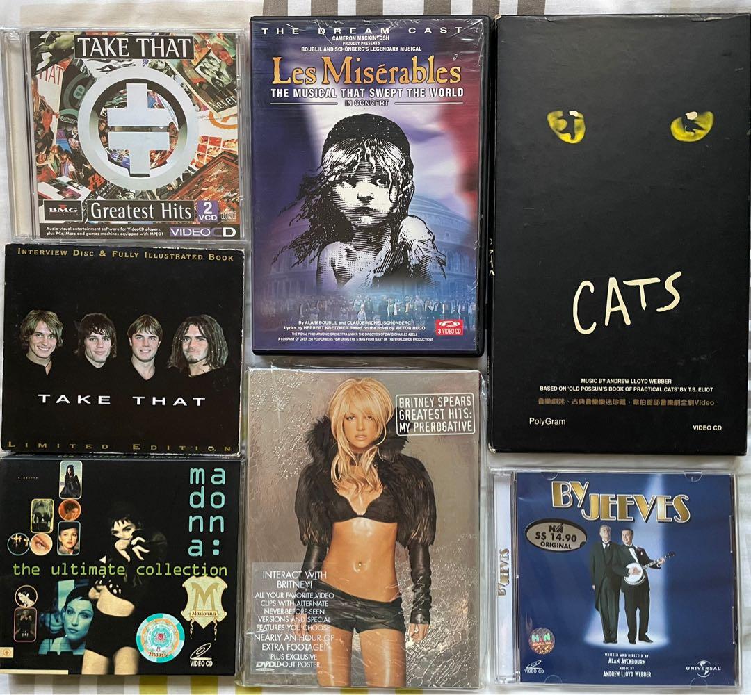 Take That Madonna Britney Spears Les Miserables Andrew Lloyd Webber Cats  VCD DVD, Hobbies & Toys, Music & Media, CDs & DVDs on Carousell