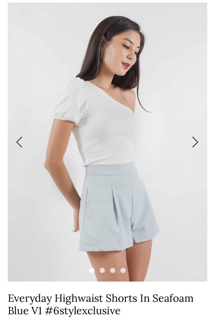 Everyday Highwaist Shorts in White V1 #6stylexclusive