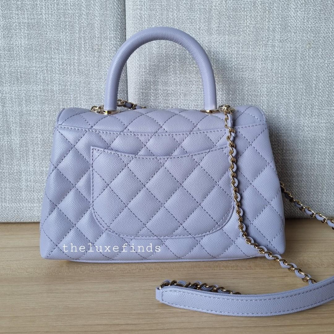 🦄💖Chanel 21K Small Coco Handle (Light Purple/ Lilac, Leather Lined, 24cm)  (Non-nego), Luxury, Bags & Wallets on Carousell