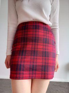 Valleygirl Plaid Bodycon Mini Skirt