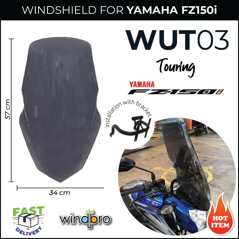 Wut03 Universal Windshield Visor 57 Cm For Yamaha Fz150i With Bracket Motorbikes On Carousell