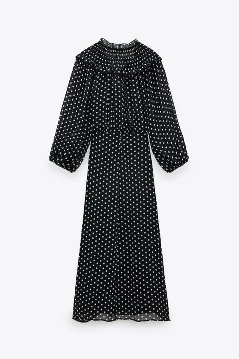 Zara polka dot dress midi clearance