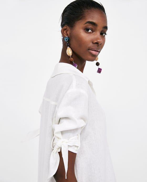 ZARA WHITE LINEN DRESS WITH BUTTON, Fesyen Wanita, Pakaian Wanita, Gaun