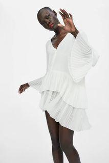 ZARA Woman sheer pleated blouse / dress - White - M - PO