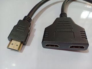1 Single Male HDMI to 2 Dual Female HDMI Y Splitter