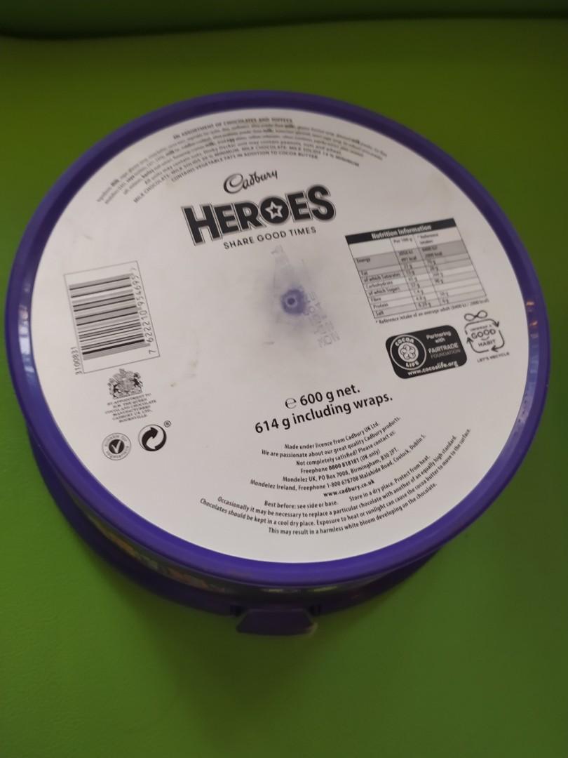 2 Empty Cadbury Chocolate Heroes Tubs, Empty Storage Tubs & Lids for