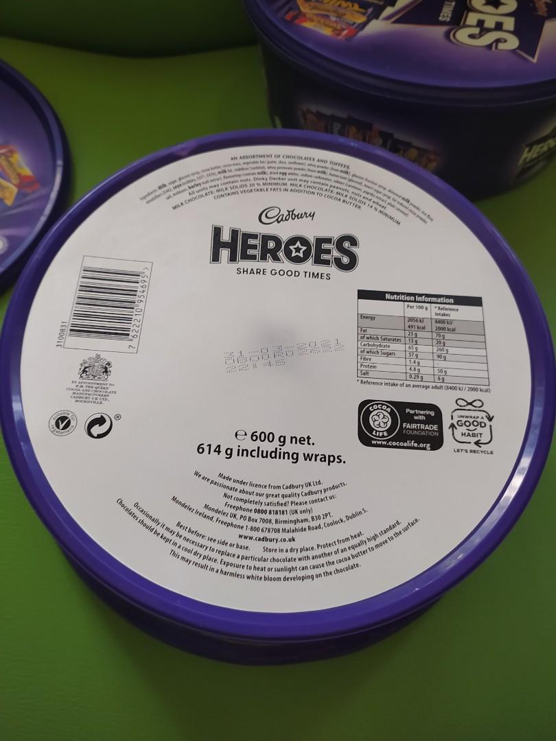 2 Empty Cadbury Chocolate Heroes Tubs, Empty Storage Tubs & Lids for