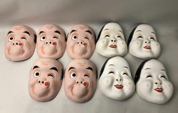 [收藏]日本手工製古道具 福神面具 火男面 阿龜面 阿多福面 祭典 裝飾老物, 哩哩扣扣, 其他在旋轉拍賣
