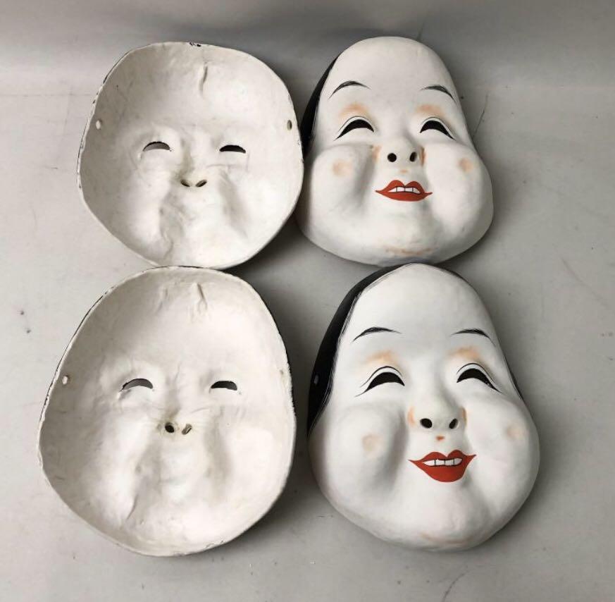 [收藏]日本手工製古道具 福神面具 火男面 阿龜面 阿多福面 祭典 裝飾老物, 哩哩扣扣, 其他在旋轉拍賣