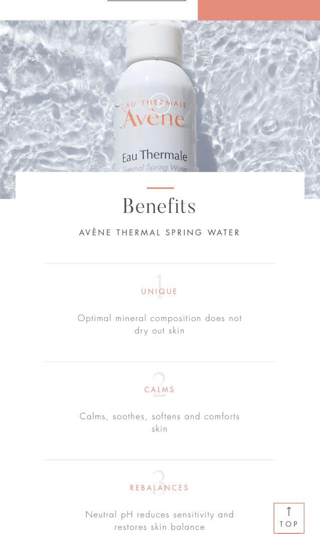 Avene Thermal Spring Water 50ml (Category: Face Care) located in Paranaque City. Submitted by prelovedperhaps (Listing ID 1116152526, Image 2). Description: Available - 2 pcs Purchase 2 for 750 Sold per piece Brand New RFS : Extra.