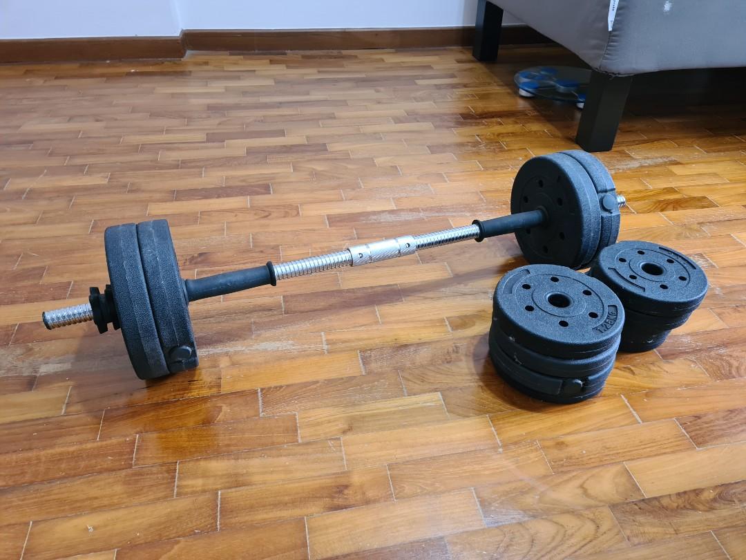 Dumbbell Extension Bar Foam Padded 1'' Extender Connector Converts to Barbell 