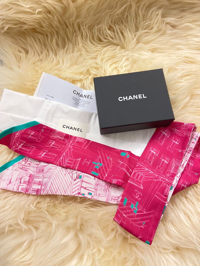 Chanel pink twilly scarf, Luxury, Accessories on Carousell