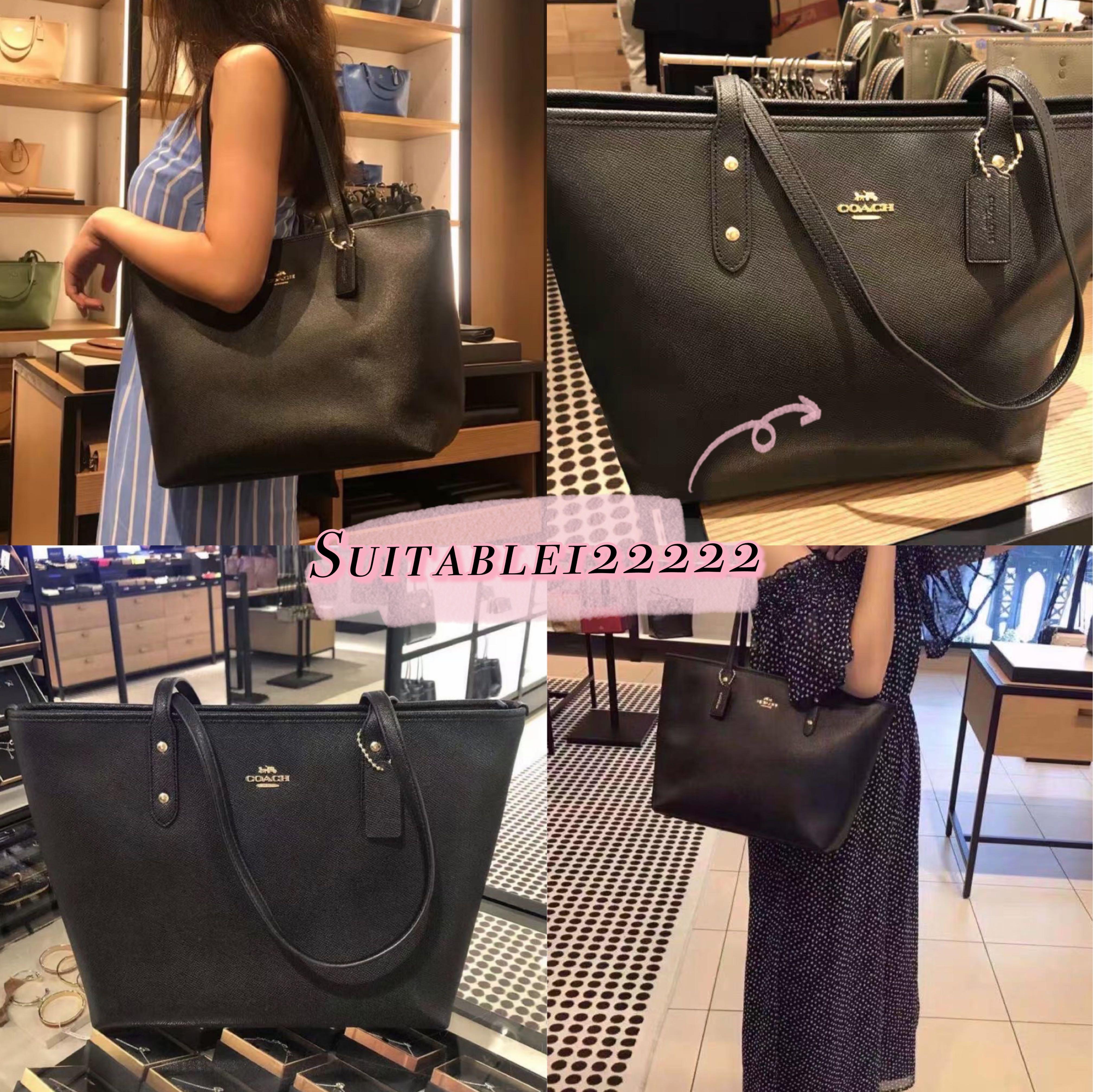 Coach CITY ZIP TOTE IN CROSSGRAIN LEATHER Size 29 x 13 x 16 cm BLACK zip tote bag Carousell