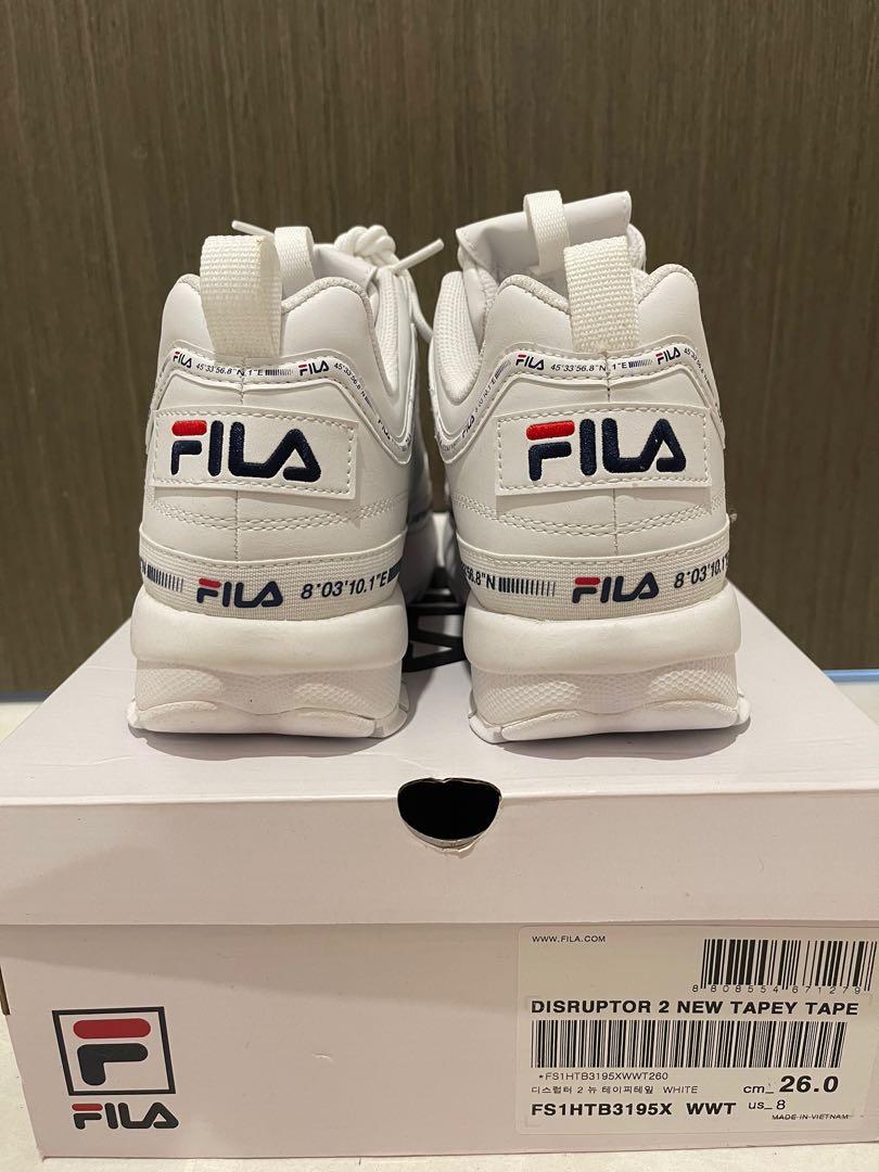 fila disruptor 2 tapey tape white black