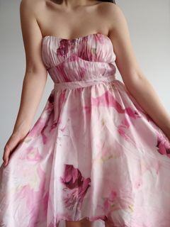 Out with Evie Flowy Pink Floral Asymmetrical Cocktail Dress AU 12