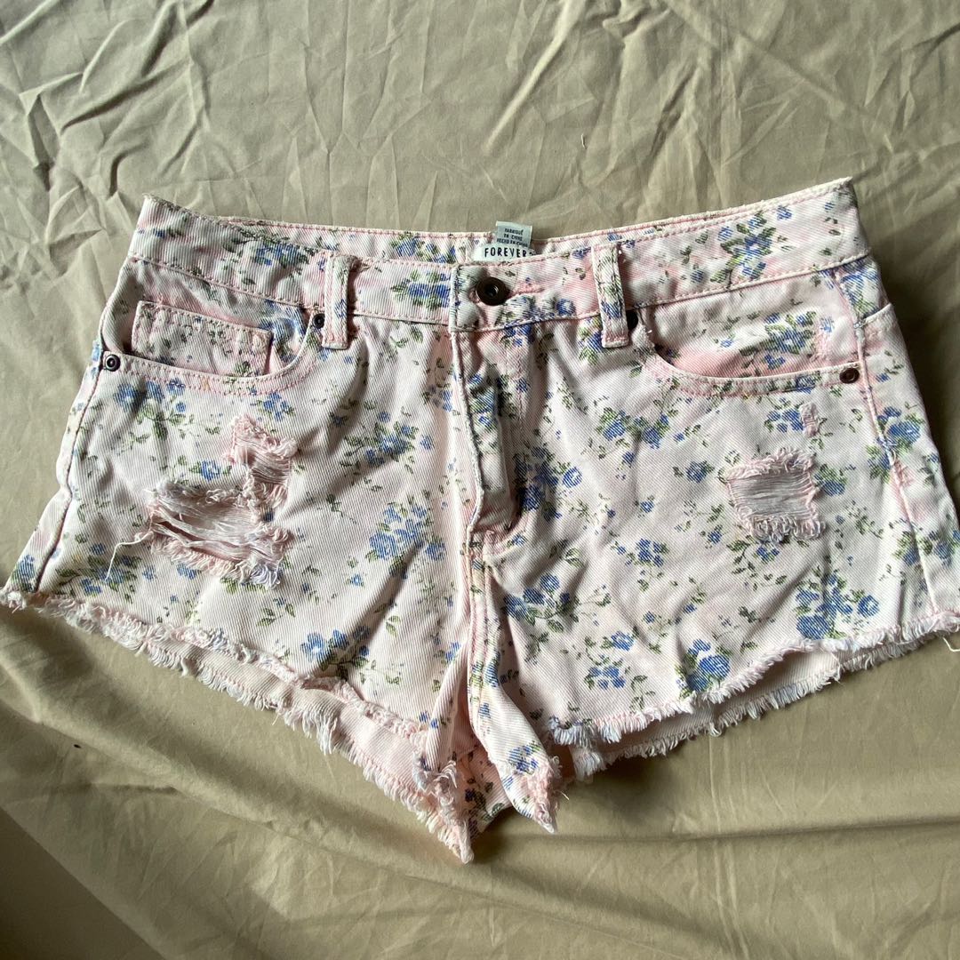 Forever 21 Floral Denim Shorts, Women's 