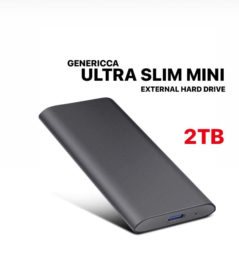 2TB External Hard Drive Portable Hard Drive External Type-C/USB 2.0 HDD for Mac Laptop PC 2TB, Silver 