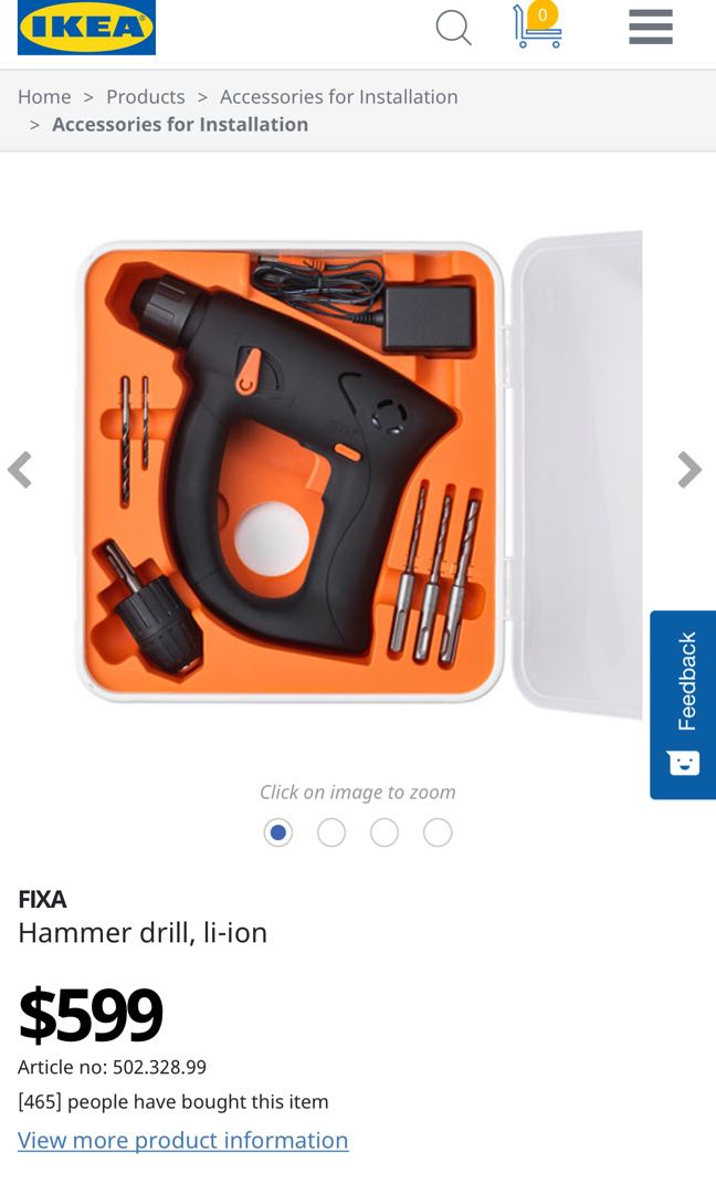 IKEA Fixa hammer drill, 傢俬＆家居, 其他, 家居改善及收納用品 on Carousell