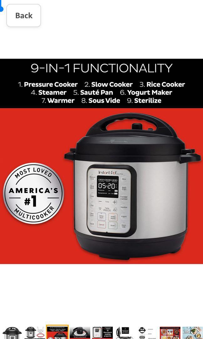 Instant Pot Duo Plus 9 in 1 Electric Pressure Cooker Slow Cooker Rice Cooker Steamer Saute Yogurt Maker Warmer Sterilizer 8 Quart Stainless Steel Black TV Home Appliances Kitchen Appliances Cookers on...