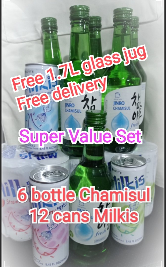 Jinro Soju Fresh Chamisul + mixer Set, Food & Drinks, Alcoholic