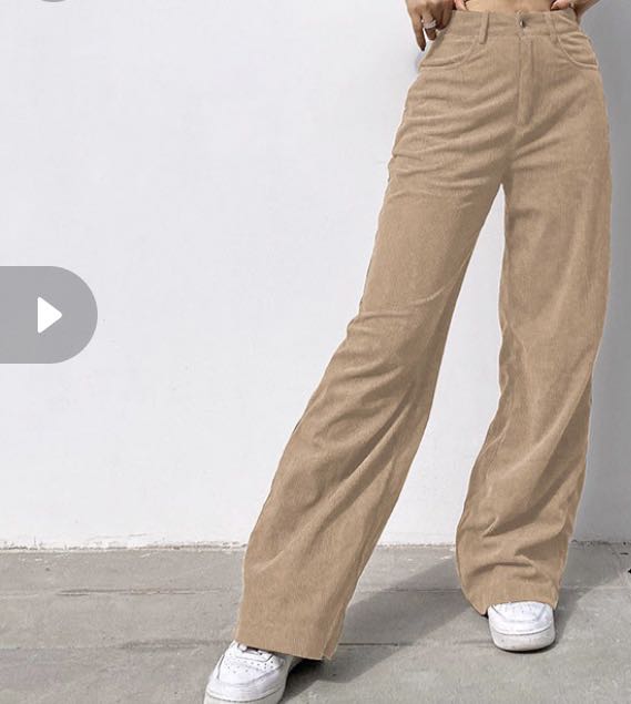 Khaki Pants wide leg, Women's Fashion, Bottoms, Jeans on Carousell