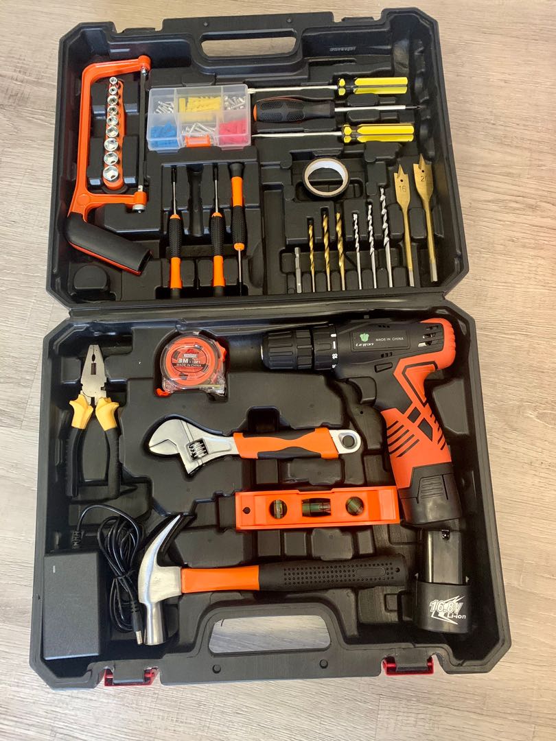 LETTON 16.8V Tool Kit with Drill, 247 In-lb Torque, 0-1300RMP Variable Spee - 1