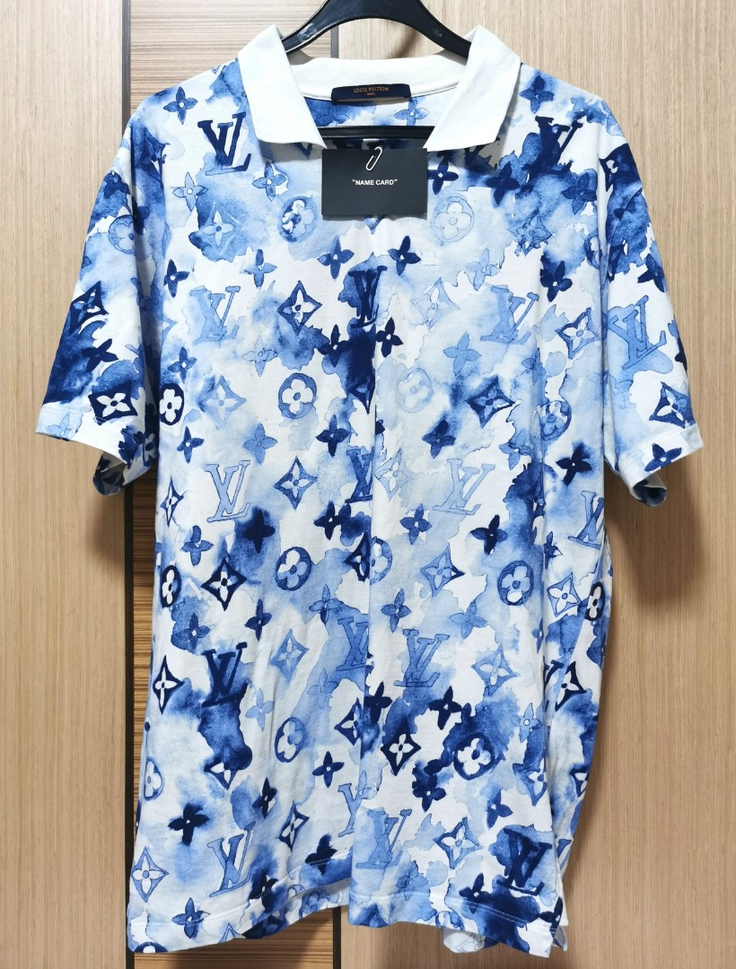 Louis vuitton LV Water Color blue tee t shirt polo, Men's Fashion