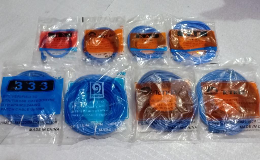 Machine Crimp LAN Ethernet Internet Cord Cable with Free Nail Clips (Category: Cables & Adaptors) located in Quezon City. Submitted by kyrex12 (Listing ID 1116120635, Image 3). Description: LAN(male) to LAN(male) -1m for 100 -3m for 120 -5m for 140 -10m for 180 -15m for 200 -20m for 220 -25m for 240 -30m for 240 -machine crimp -sealed -complete with RJ45 with boots -with free nail clips(quantity depends on how many meters) -may less if wholesale(