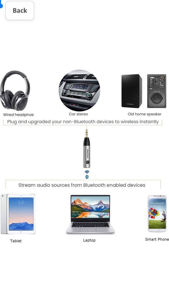 Bluetooth 5.0 Receiver, MaedHawk Bluetooth Aux Adapter/Portable Wireless  Audio Car Kit (A2DP, Built in Microphone, Dual Link) with 3.5mm Jack for  Home Music Streaming Stereo,Headphones,Speakers 