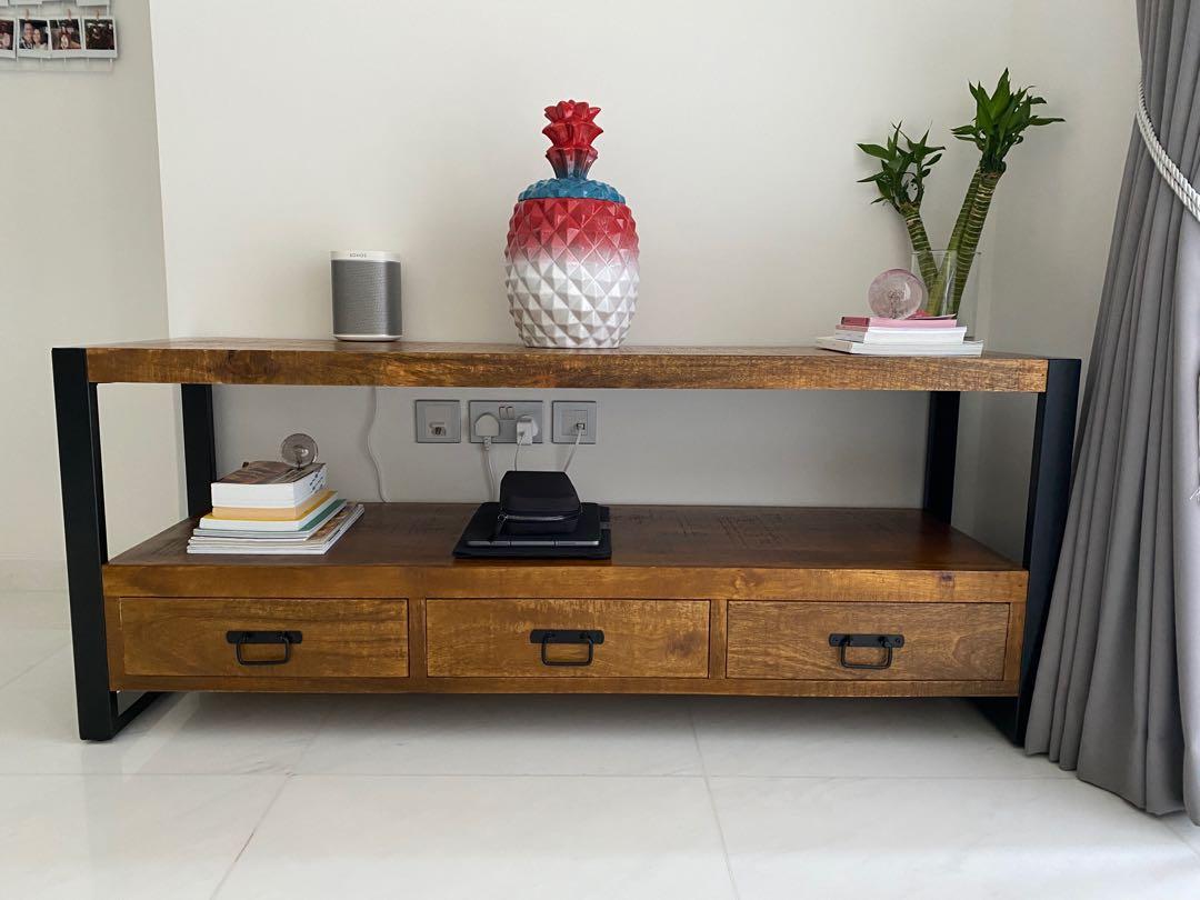 Mango wood TV console, Furniture & Home Living, Furniture, TV Consoles